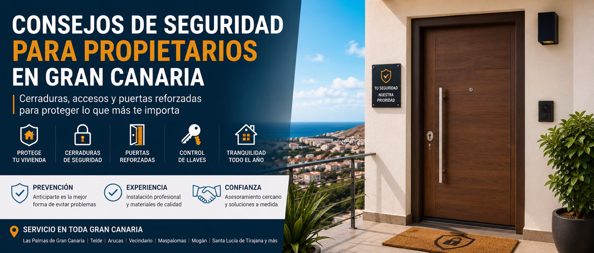Puerta de seguridad instalada en vivienda de Gran Canaria para propietarios