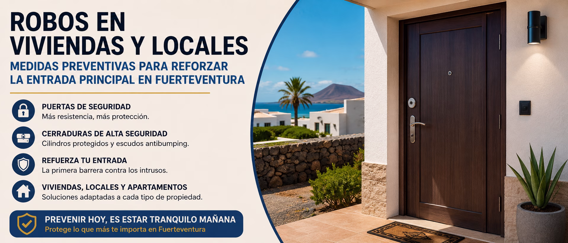 Puerta de seguridad instalada en vivienda de Fuerteventura para prevenir robos